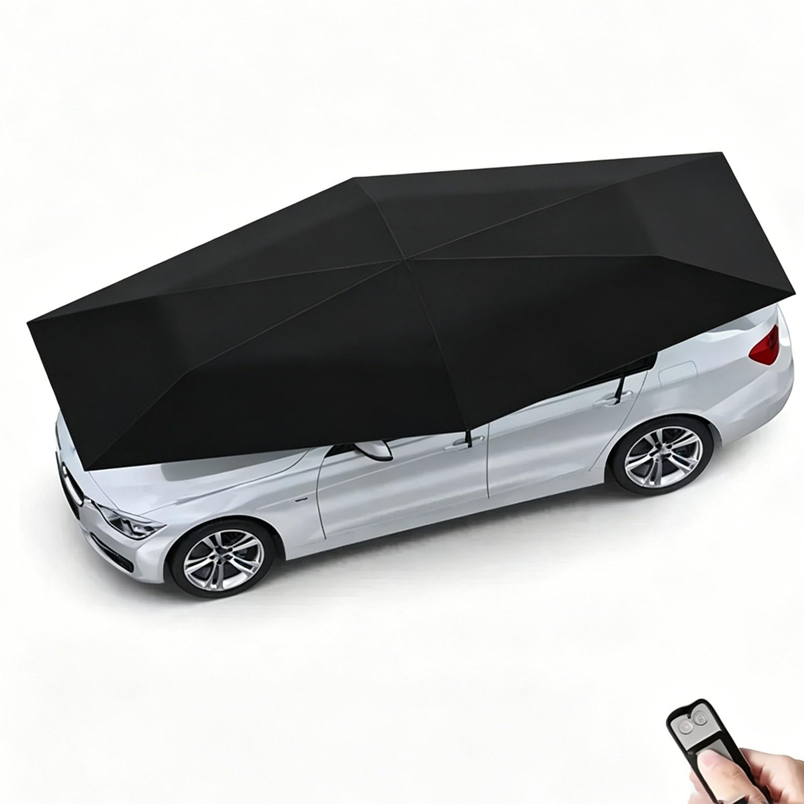 Pvxa Fully Automatic Car Umbrella Tent, Universal Movable Carport Tent, Umbrella Sun Shade Cover, Folding Awning, Automatic Car Cover With Remote Control, for Outdoor Use Black-5.2M