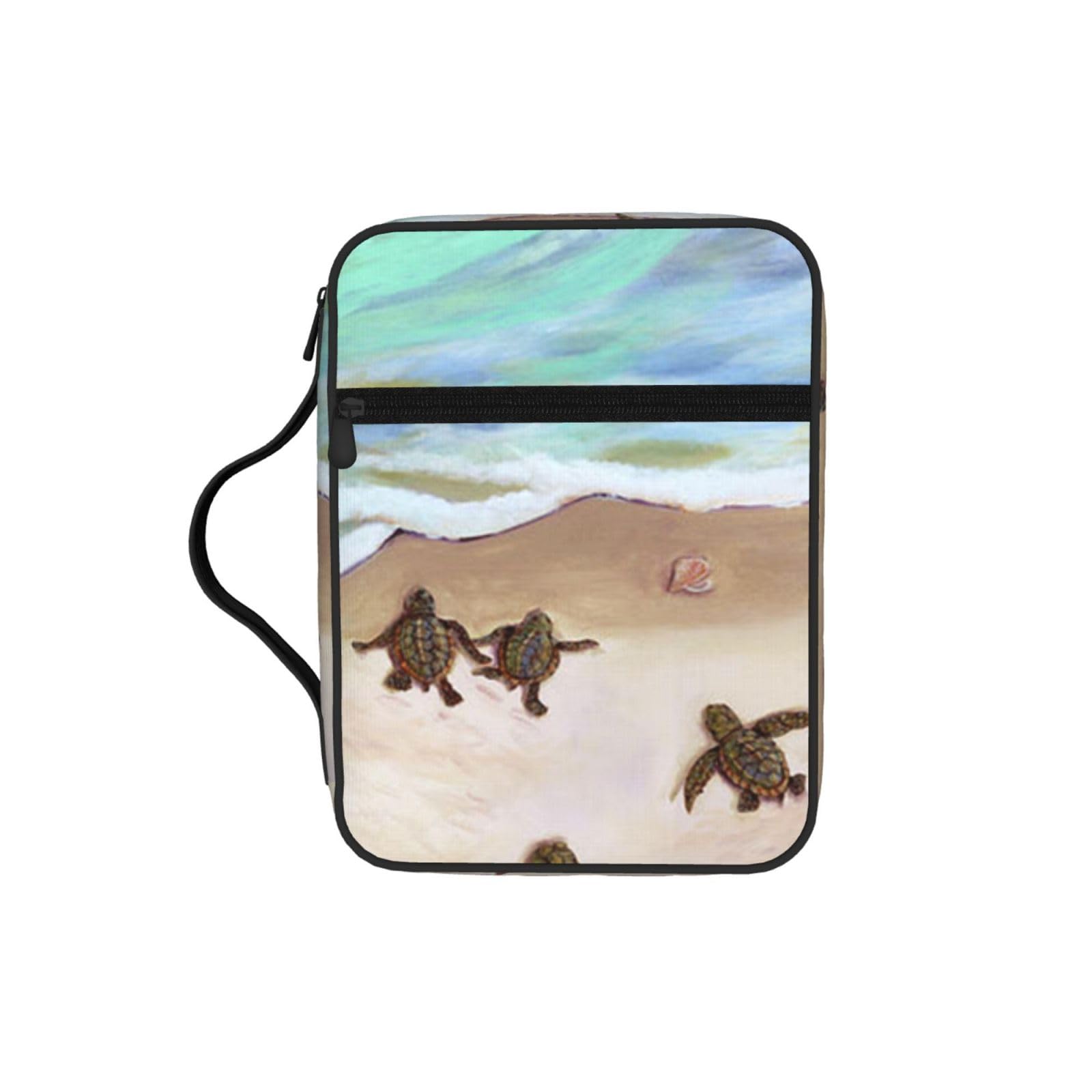 Turtles On The Beach Bible Cover Case Waterproof Bible Bag With Handle Organizer Storage Book Cover For Bible Study