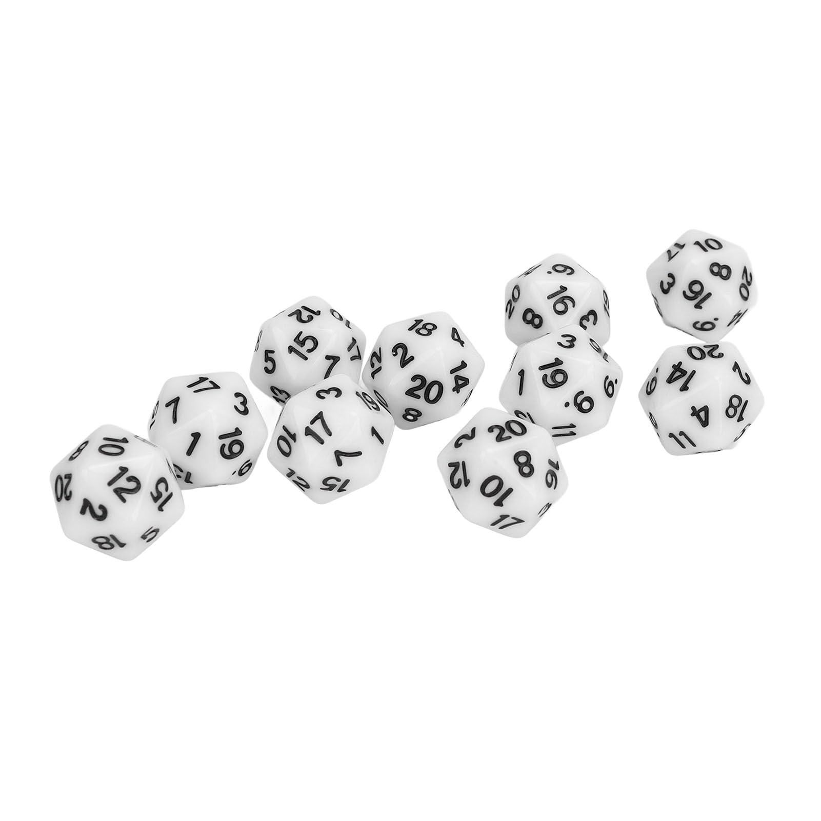 Polyhedral Dice Set 10PCS Lightweight Durable Plastic 20 Sided Role Playing Table Game Dice for Board Games Math Learning Classroom Activities (White) - Image 3