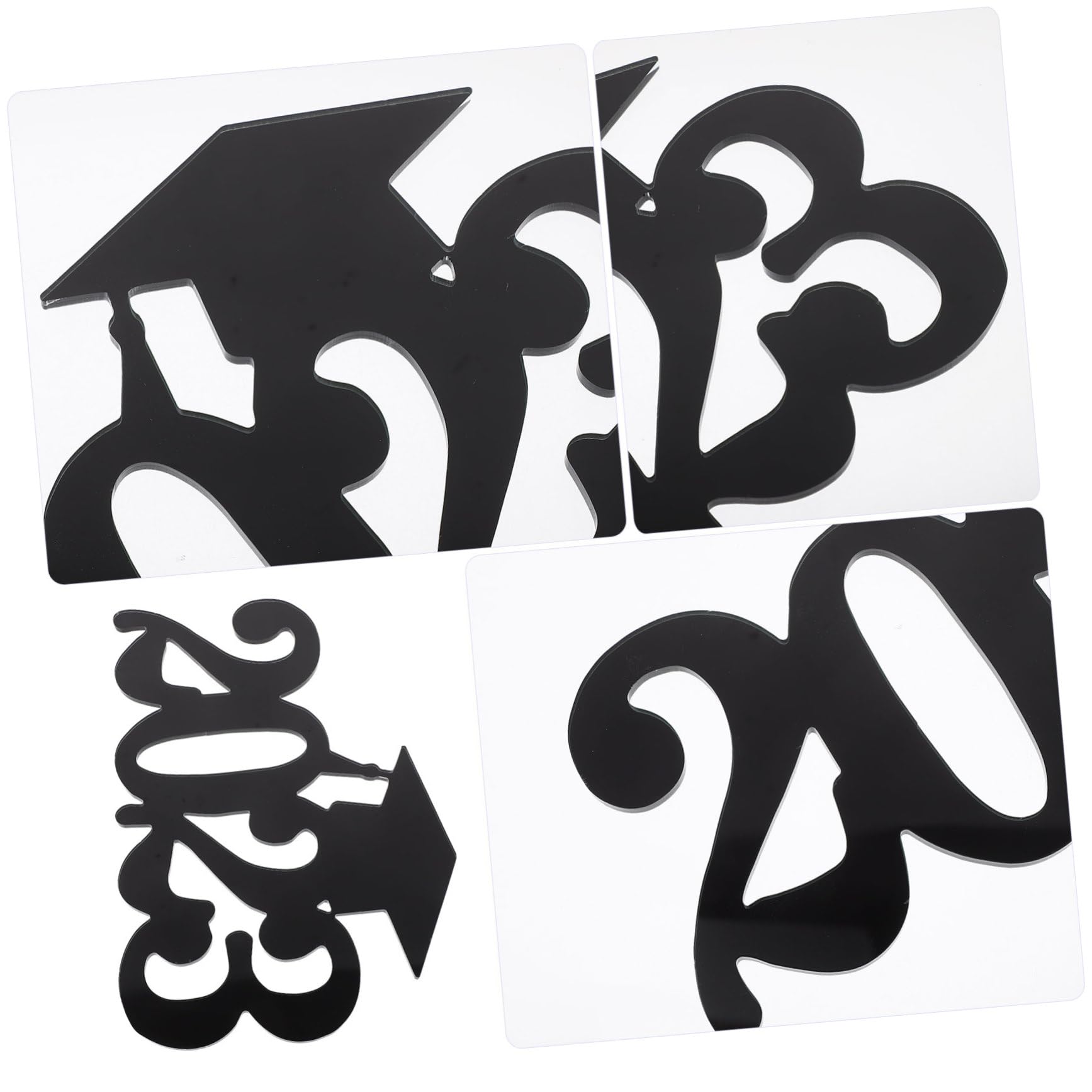 Cabilock 4 Piezas 2022 2022 Accesorios para Fotos Fiesta Cabina De Fotos Compromiso Confeti De Mesa De Graduacion Telón De Fondo De Graduación Paseo Graduation Suministros Madera Black