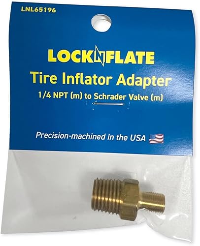 Miniatura 7 de Adaptador de Inflador de Neumáticos LockNFlate 14 NPT (m) a Válvula Schrader (m), Fabricado en los Estados Unidos, Latón, Actualice el portabrocas