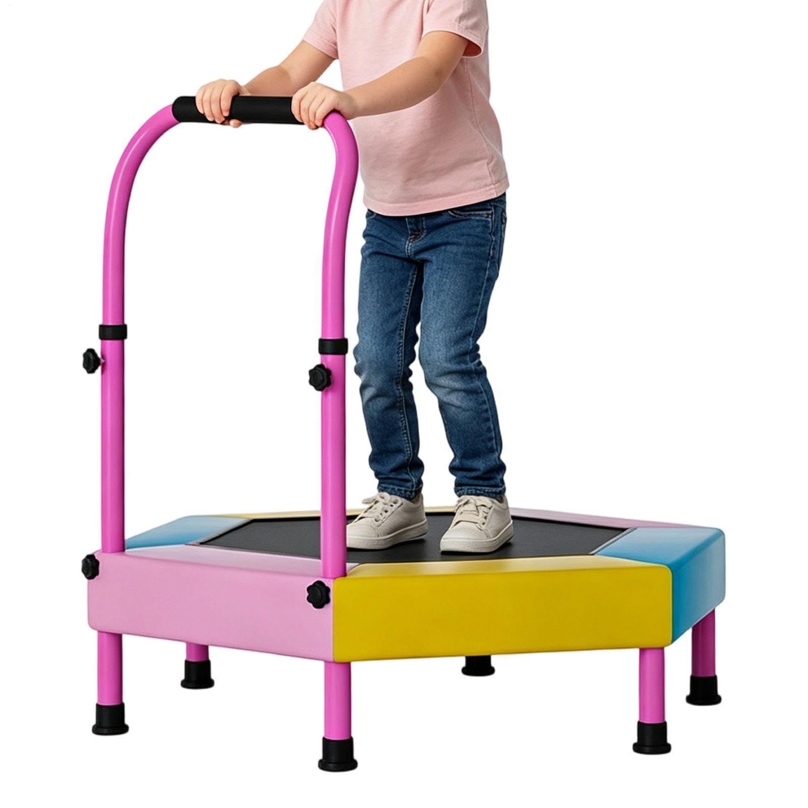 Mini trampolino – Attrezzatura da salto pieghevole da 90 cm | Trampolino ricreativo con manico regolabile, per asilo nido, scuola materna, casa, palestra, parco, parco giochi, prato, cortile, giardino