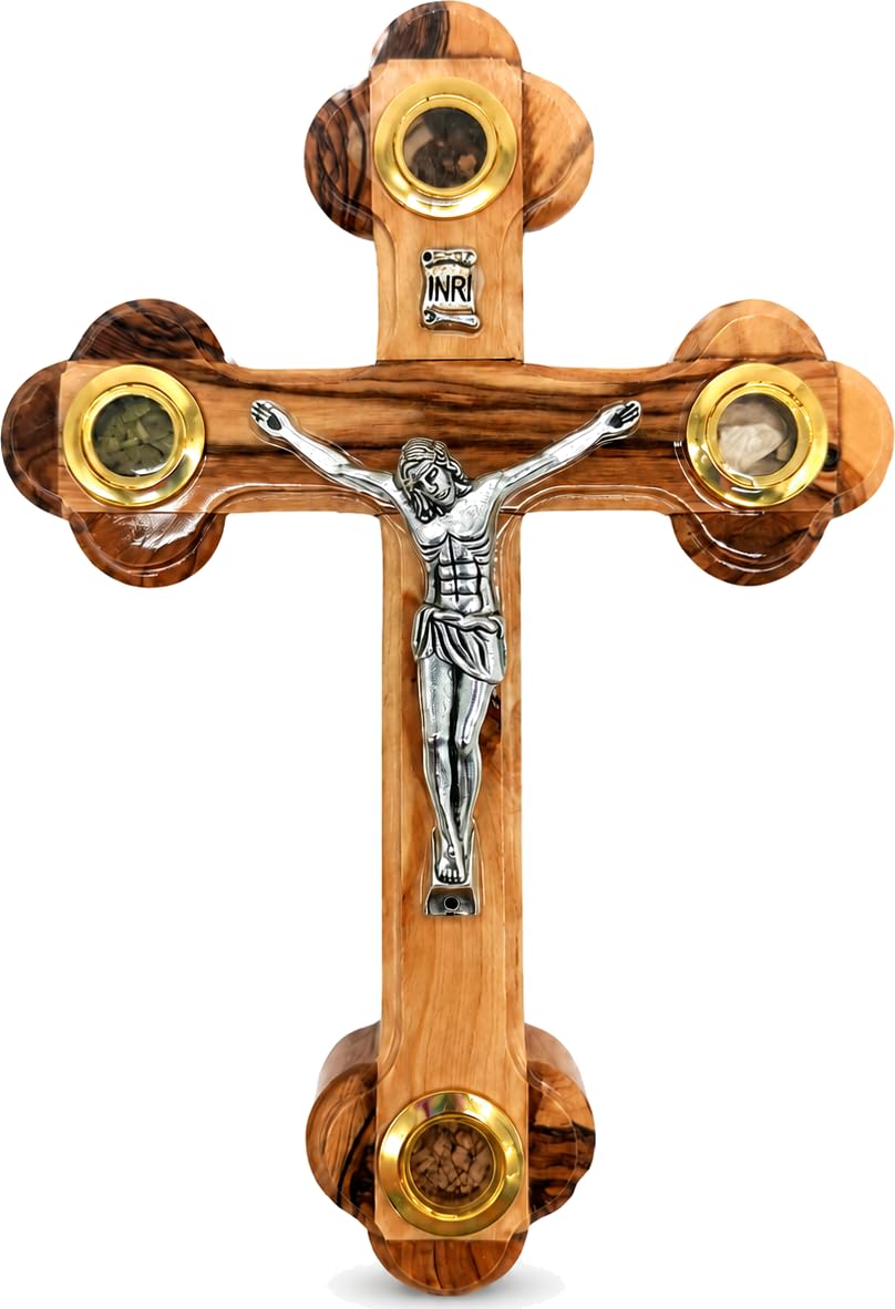 Zuluf Wall Catholic Orthodox Cross With Elements And Crucifix Holy Land 18cm - CRS035