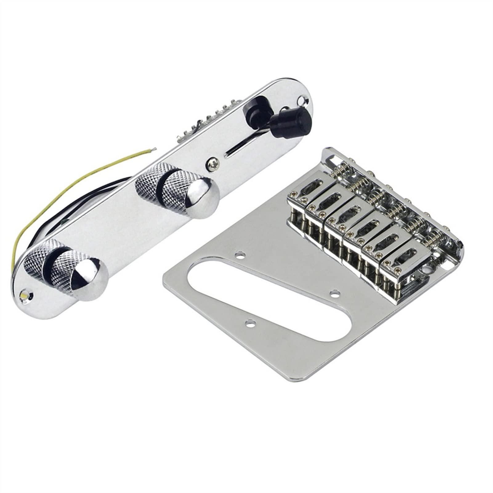 Parti di ricambio chitarra Set Di Chrome Guitar Bridge 6 Selle E Piastra Di Controllo Caricata Per Tl. Parti Della Chitarra