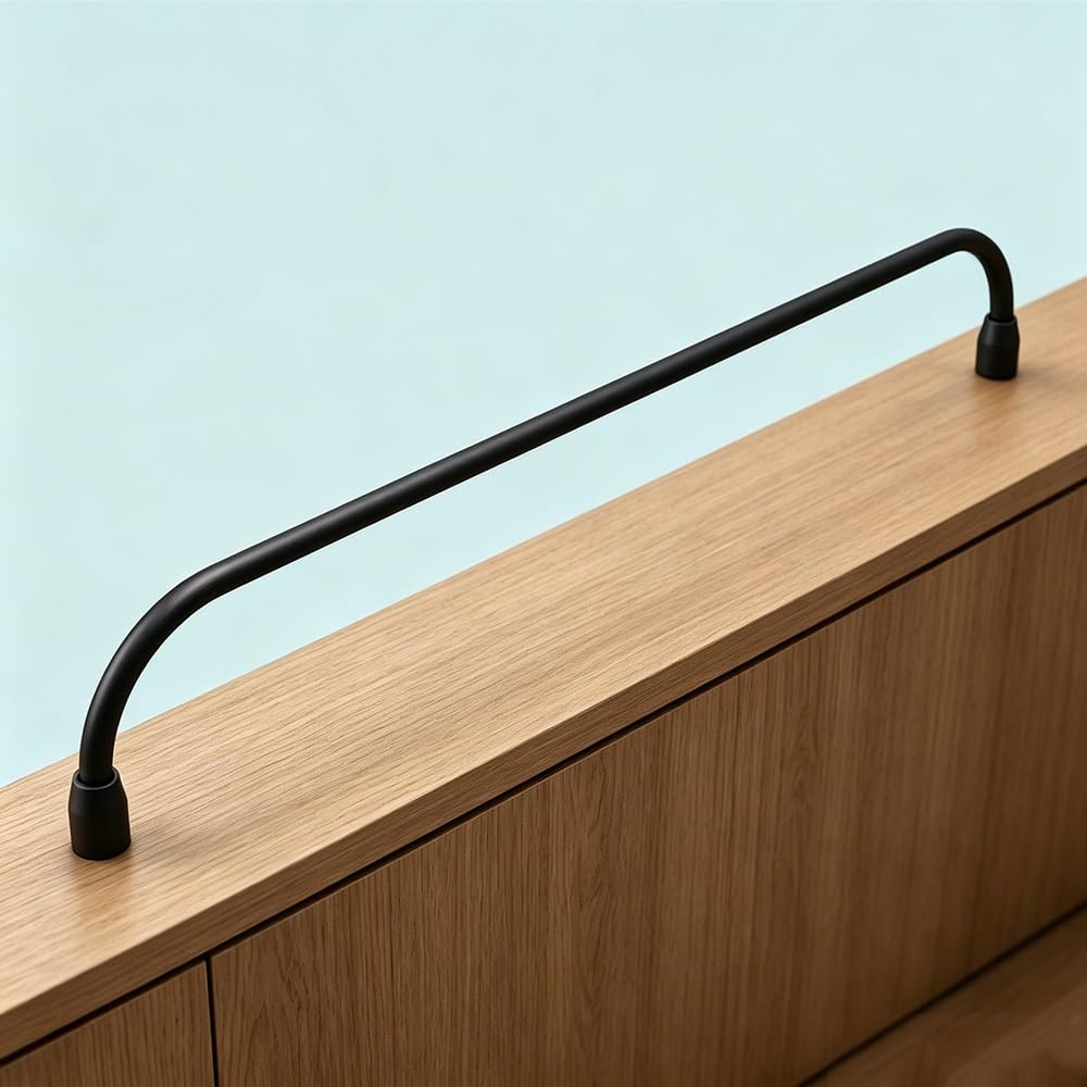 TAJMDGW Gallery Shelf Railing Rod Aluminum Anti-Fall Cabinet Decorative Rail Guardrail Bars Bookcase Guard Fence for Shoe Rack Closet Display Cabinet(Black,90cm(35.5"))