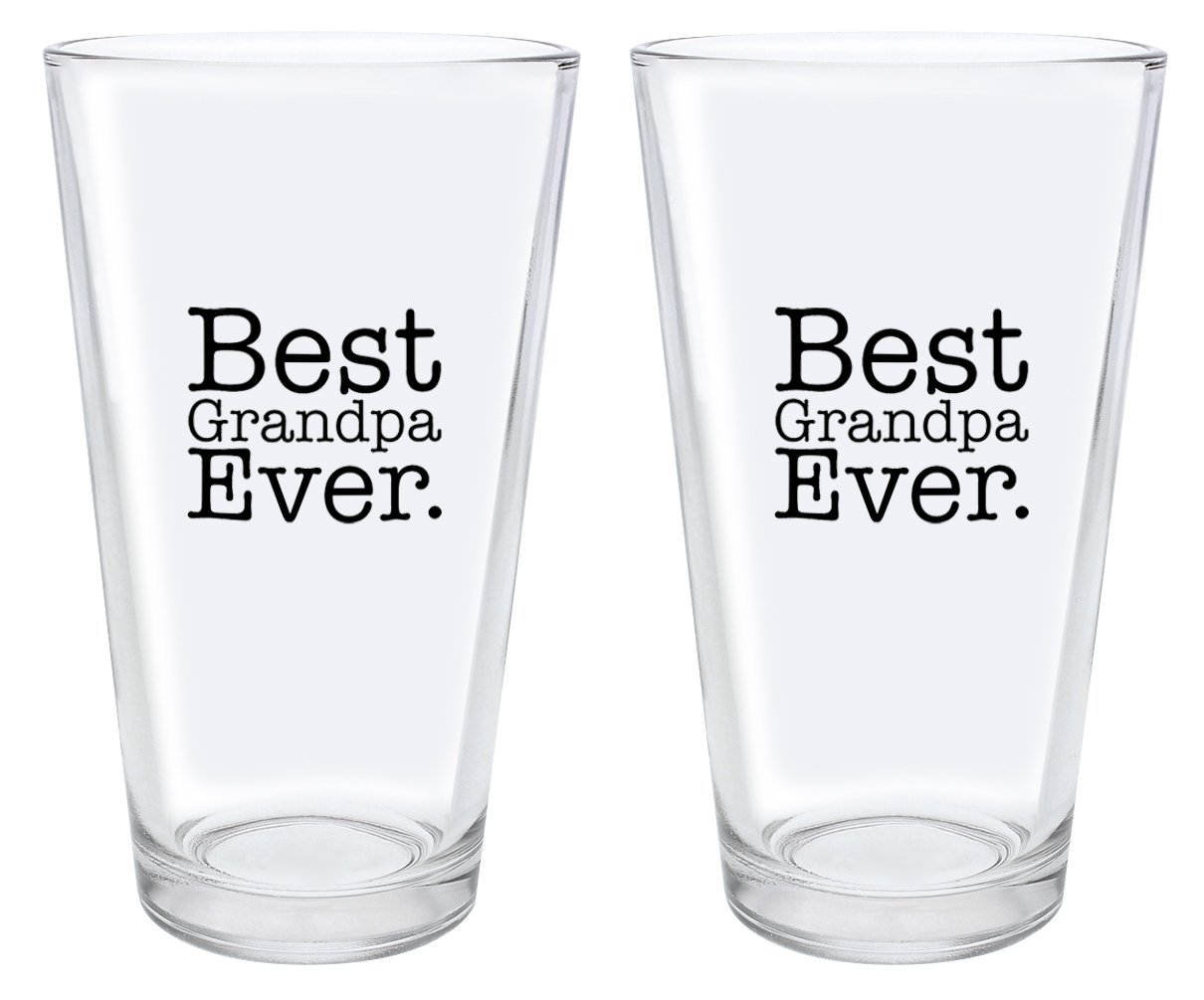 Grandpa Best Grandpa Ever Fathers Day for Grandpa Pint Glasses 2-Pack Pint Glass Set Clear