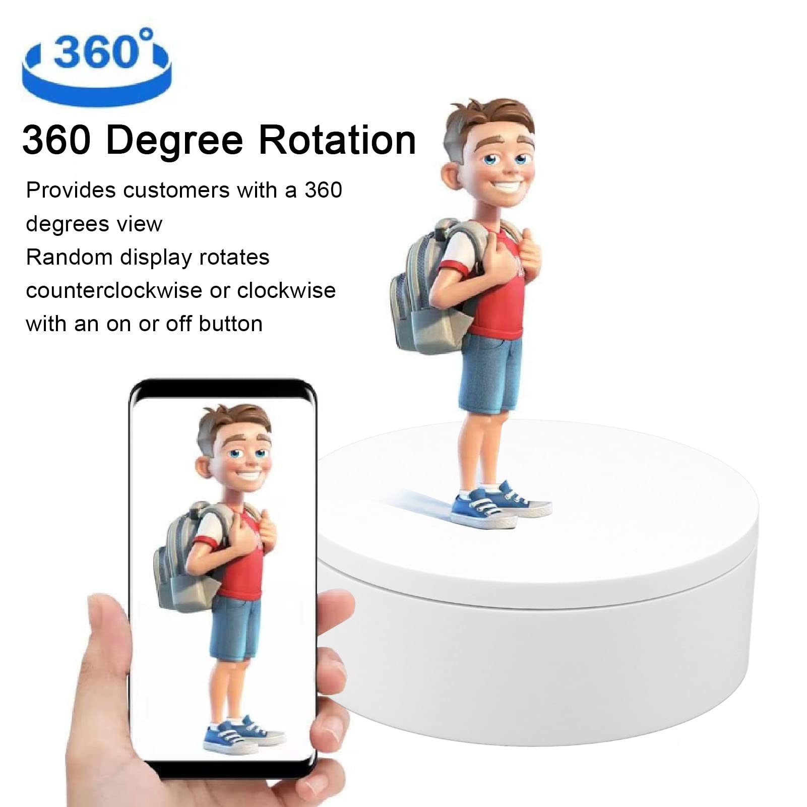 Zmotoryzowany Obrotowy Stojak Ekspozycyjny, Automatyczny Obrotowy Spinner z Pilotem Fotografia 360 Stopni Gramofon do Ciasta Jubilerskiego Model 3D (Średnica 13 cm / 5,1 cala)