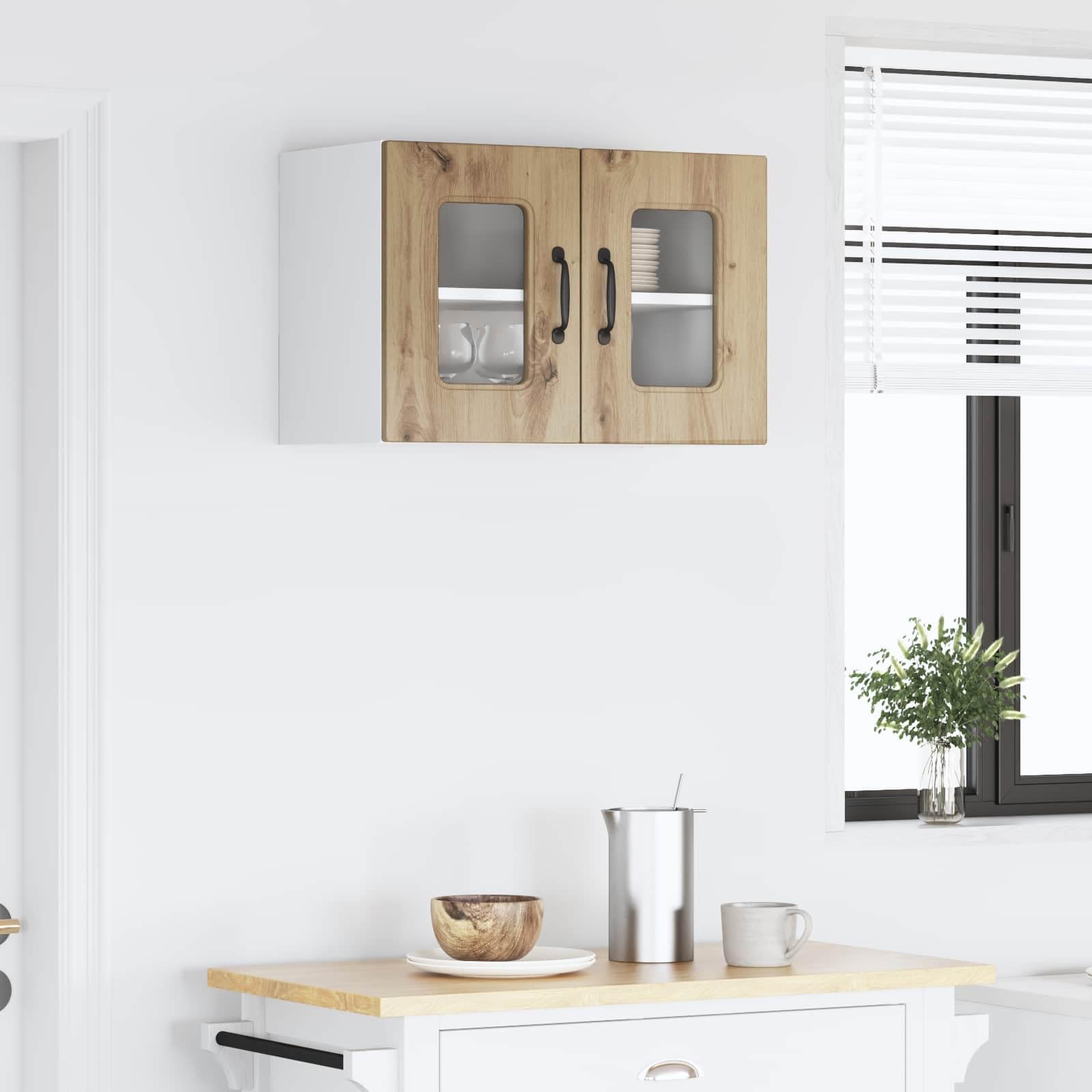 Front zmywarki Kalmar Artisan dąb z materiału drewnopochodnego 60 x 31 x 40 cm z 2 drzwiami i 2 półkami do kuchni, miejsca do przechowywania i nowoczesnych wnętrz