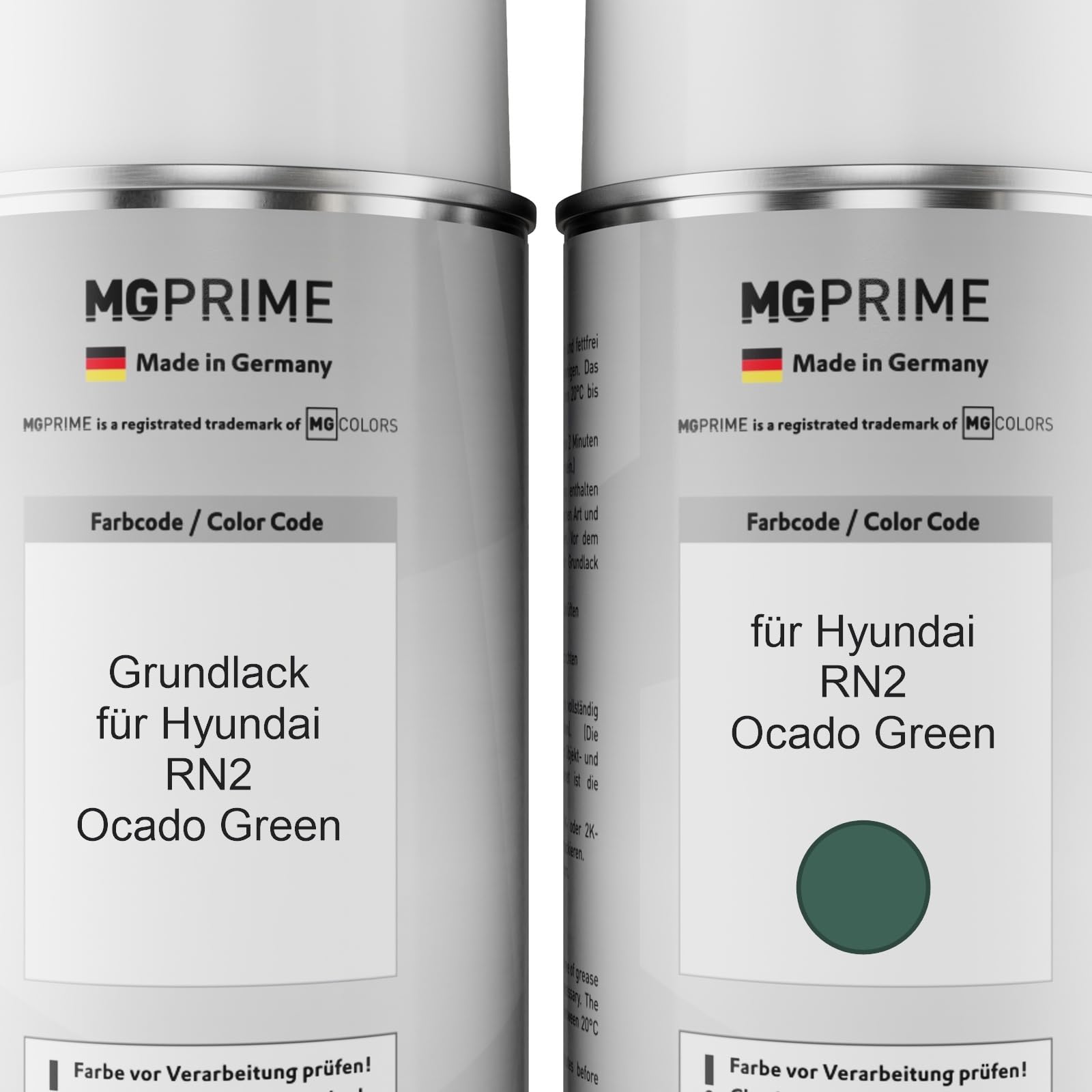 MG PRIME Vernice per auto Bombolette spray per Hyundai RN2 Ocado Green +2K | Kit vernice di fondo + base + trasparente 2K, bombolette spray 400ml