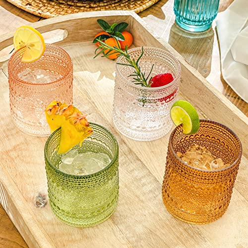Image of Kate Aspen Sage Green Hobnail Beaded Drinking Glasses Set of 6-10 oz Vintage Glassware, Holiday Entertaining Drinkware, Water & Cocktail Glasses - Great Christmas or Hostess Gift