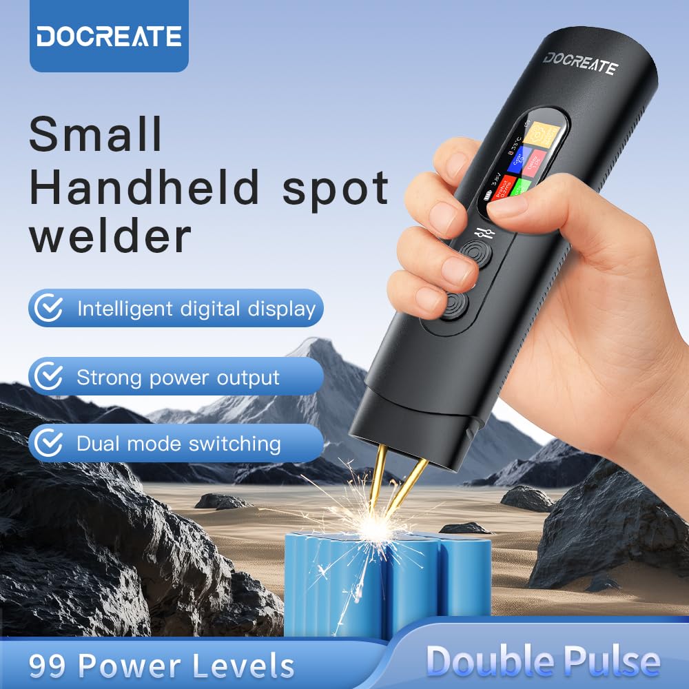 Saldatrice a punti per batterie, saldatrice a punti a batteria, 99 marce, regolabile con display LCD, ago di ricambio per saldatori a punti per batterie, modalità automatica e manuale (HU-10B)