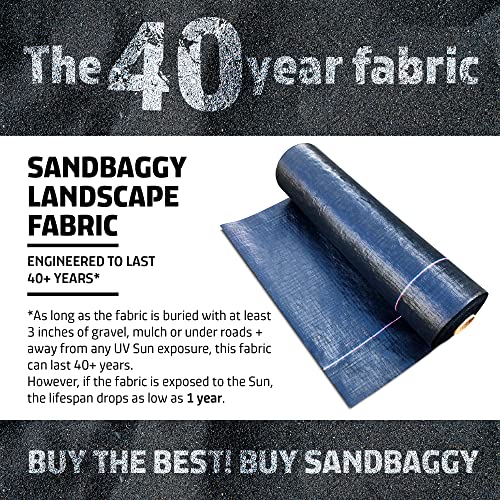 Sandbaggy Landscape Fabric | 40 Year Fabric | Weed Mat, Ground Cover, Garden Tarp | Trusted by Farmers & Contractors Across America (3 ft x 100 ft Roll) - Thumbnail 3