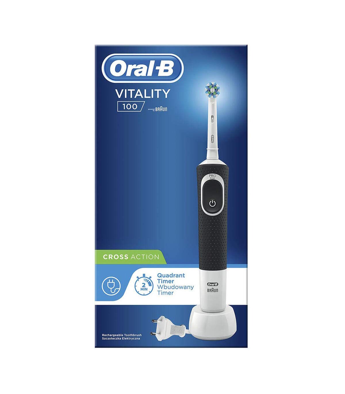 Braun Cepillo Dental D100 Cross Action, Negro - 1 unidad