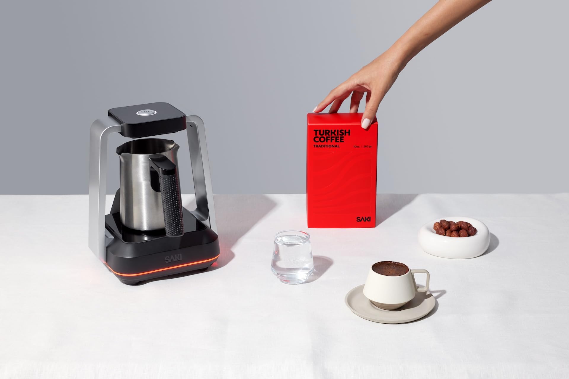 SAKI Turkish Coffee Maker, Electric with Open Form Design, SandBrew Technology, Peak Foam Detection, 100% Plastic-Free Stainless Steel, Dishwasher Safe, 1-5 Cup, 120V - Black