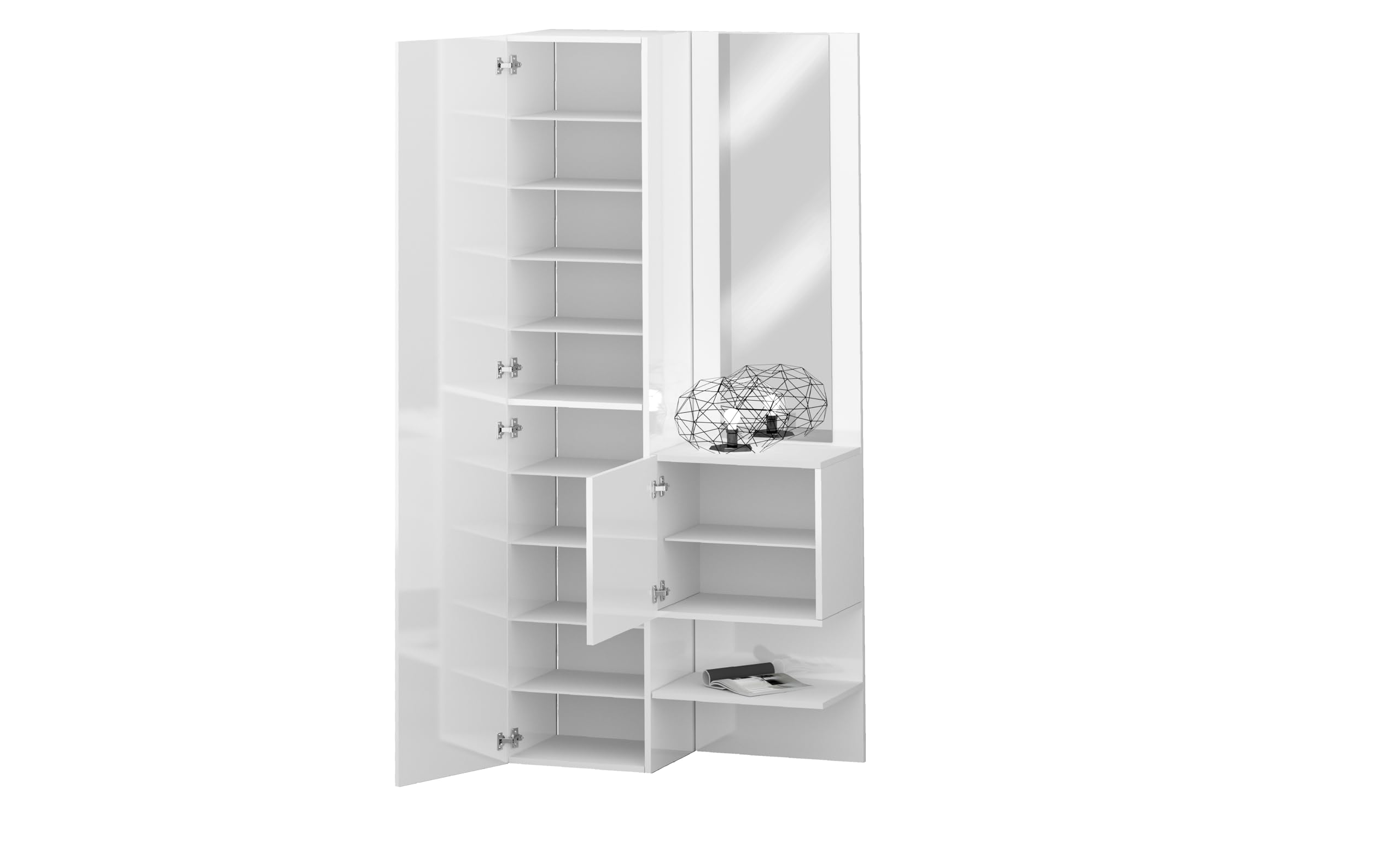 Web Convenienza - Mobile Ingresso Specchiera Moderna - Made in Italy - Collezione Harmony - Mobile Specchio con Scarpiera 2 Piani - Struttura Bianca per Soggiorno (INGRESSO MOBILI)