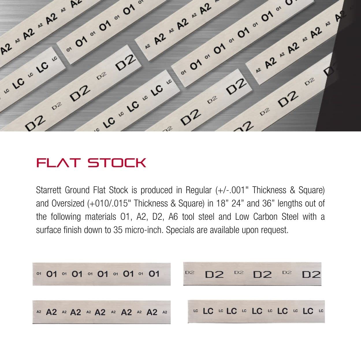 D2 Tool Steel Sheet, Annealed/Precision Ground, ASTM A681, 1/2" Thickness, 1-1/2" Width, 36" Length