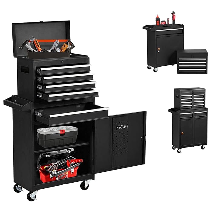 Buy 5Drawer Tool Box with Wheels, Rolling Tool Chest with Drawers