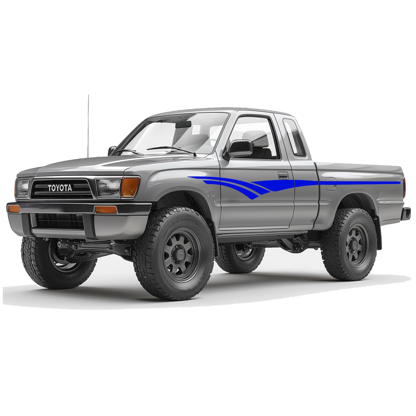 Benini Design Studio Retro Side Racing Stripes Graphics Fits Toyota Graphic Vinyl Decal Sticker Compatible with Pick-Up SR5 Tacoma 89-97 1998 (Royal