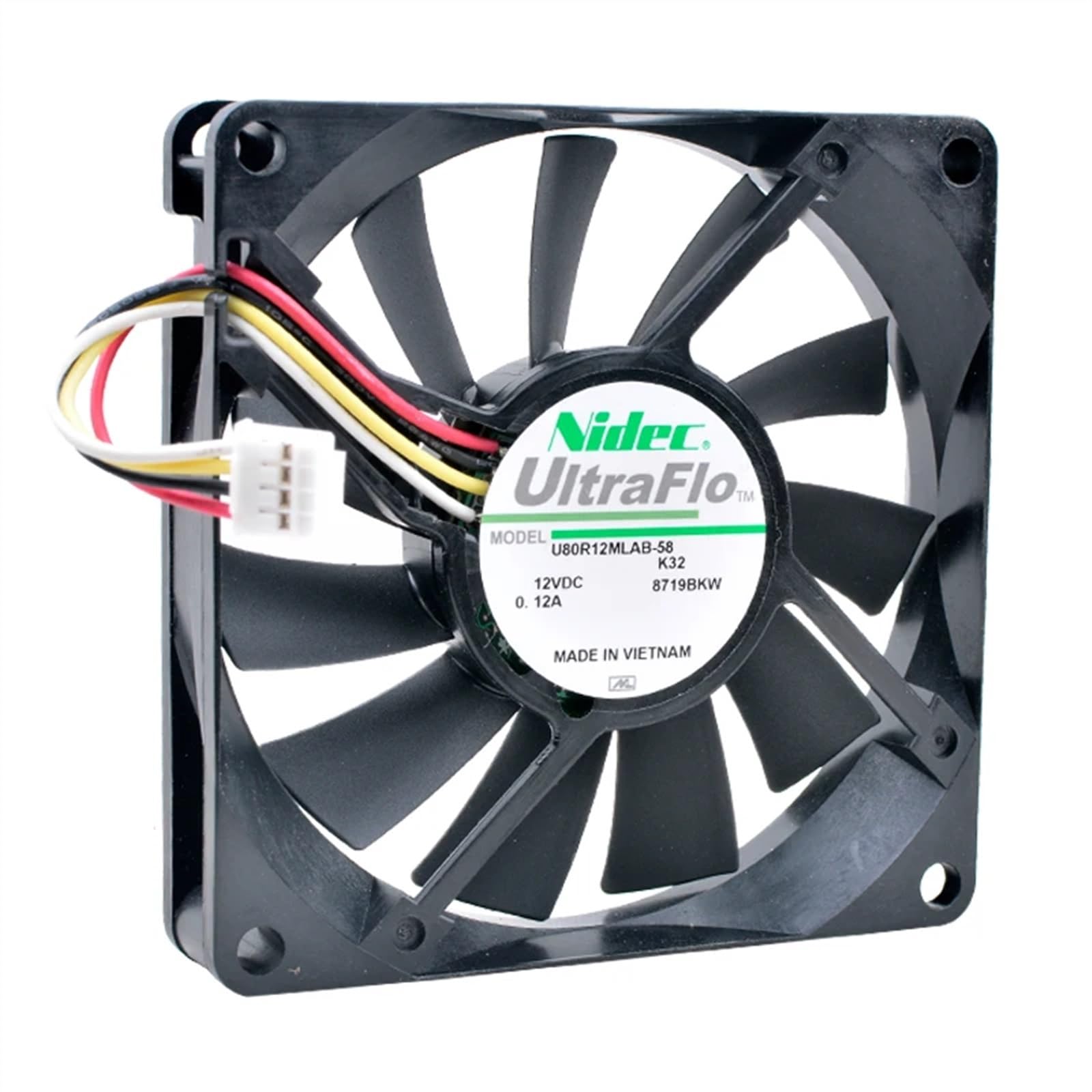 FCARUMIQP U80R12MLAB-58 8cm 80mm Fan 80x80x15mm DC12V 0.12A 4 Lines Industrial Computer Cooling
