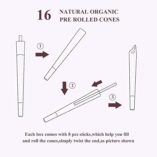 Miniatura 6 de VEMES Papeles de liar de combustión lenta, paquete de 16 conos preenrollados de tamaño King de hongos, conos naturales preenrollados
