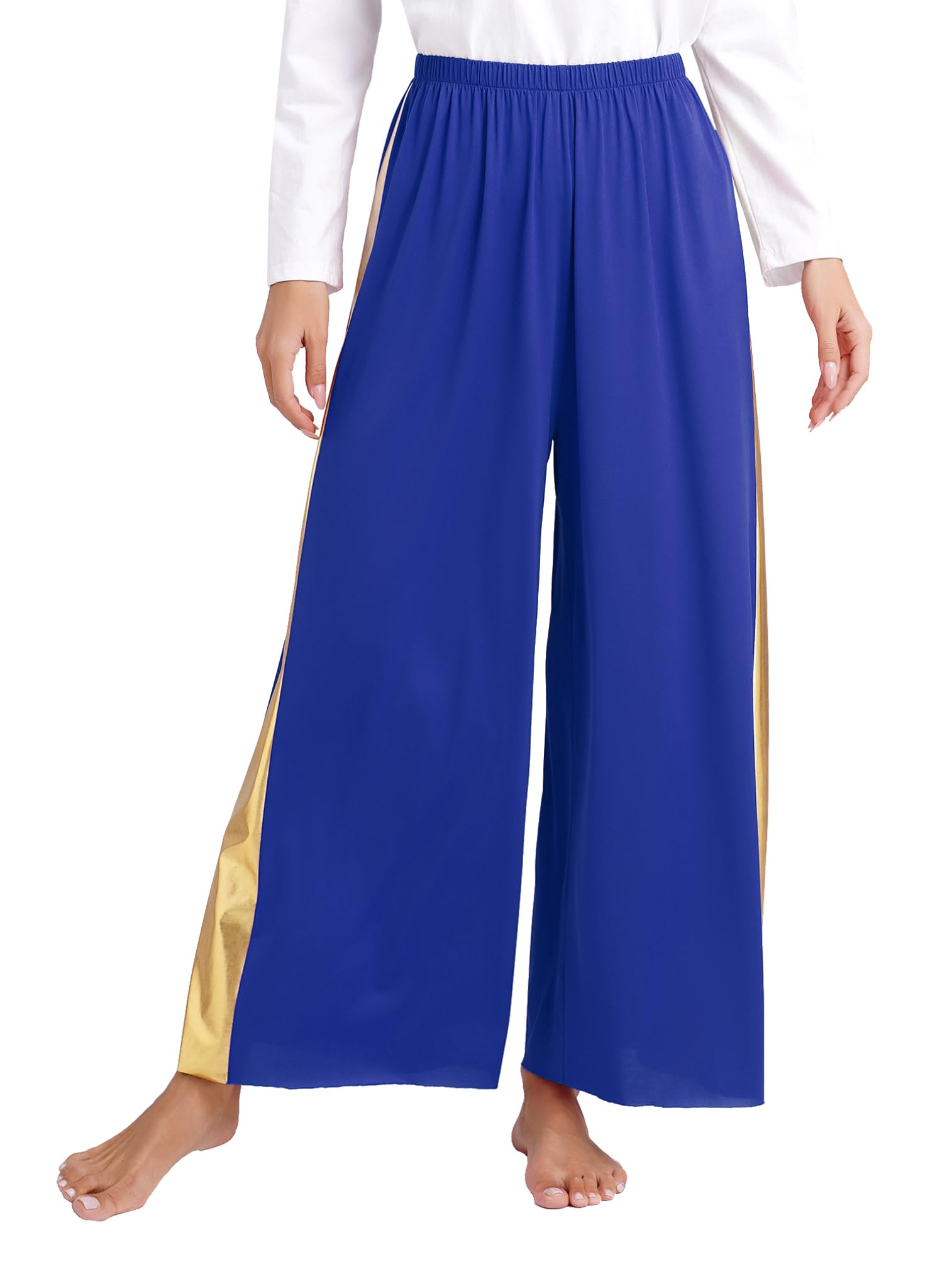 ranrann Femme Robe Danse Liturgique Métallique Pantalon Jambe Large Tenue Danse Moderne Costume