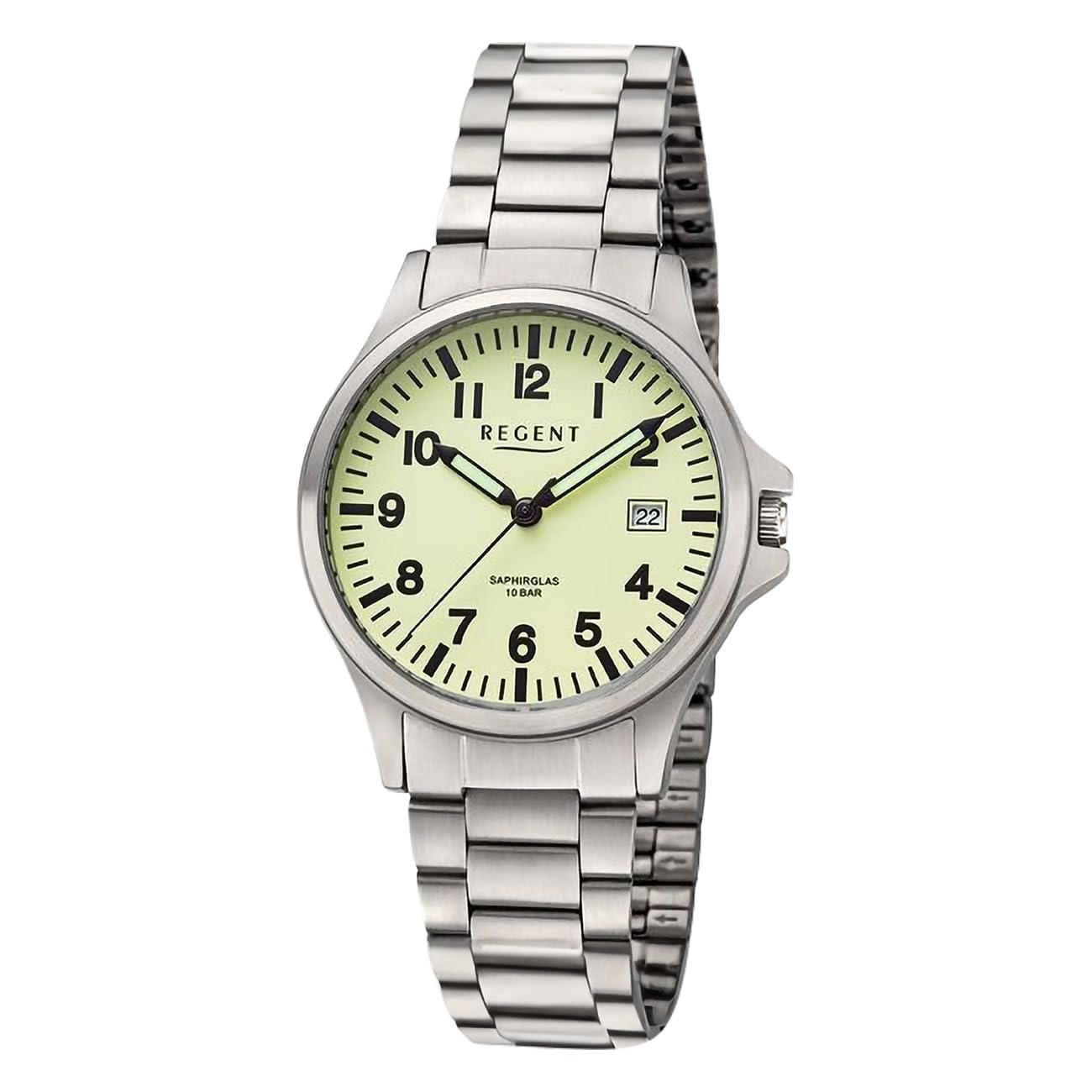REGENT Orologio unisex in titanio con cinturino a maglie da 36 mm, analogico, 10 ATM, vetro zaffiro 1969.90.97