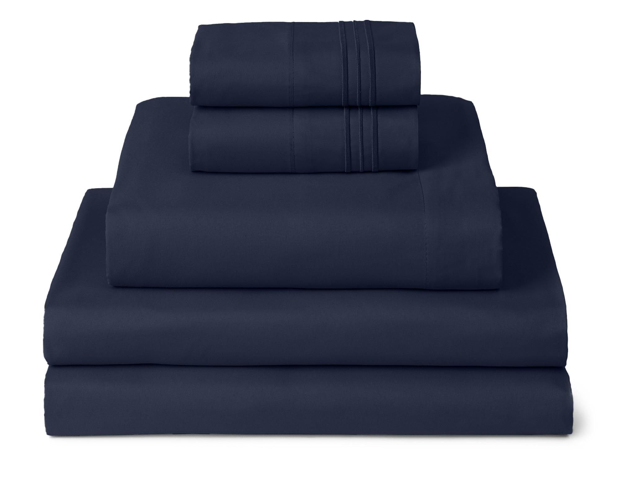 Mellanni Iconic 5-Piece, Ultra Soft Sheet Set (Split King, Navy Blue)