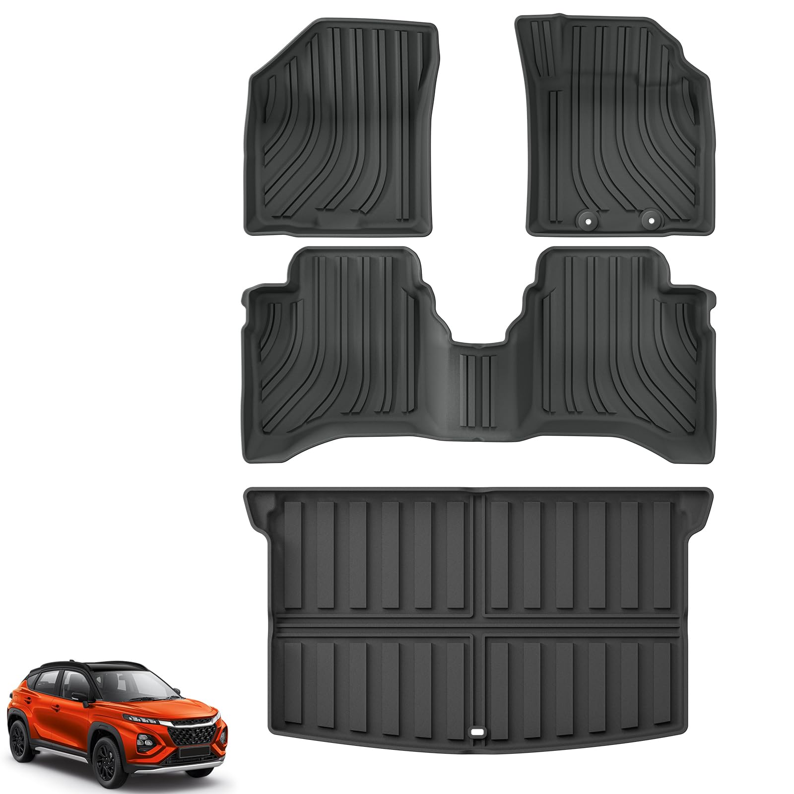 LUCKEASY スズキ フロンクス 専用 フロアマット+ラゲッジマット R6.10-現行 FRONX WD系 WE系 WDB3S 防水マット