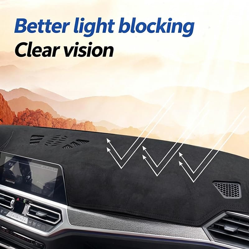 Cubierta de salpicadero de Gamuza para VW Caddy 2020-2025/2016-2018 Alfombrilla Antideslizante Protector Solar antideslumbrante Accesorios Interiores 1 Pieza,Black