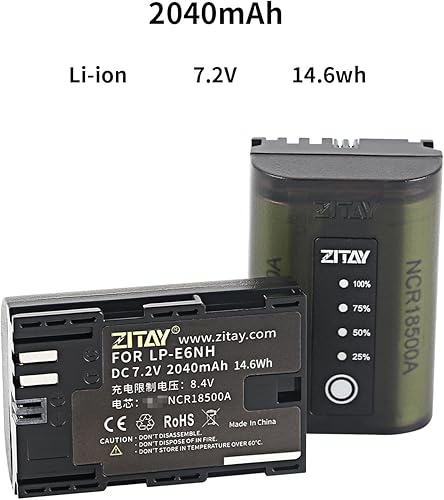 Miniatura 7 de ZITAY Batería LP-E6NH compatible con Canon 5D4 80D R7 R62 R5 bmpcc4K Canon EOS R R5 R6 EOS R6 II EOS R7 EOS 90D 60D 70D R5C Ra R5 6 7