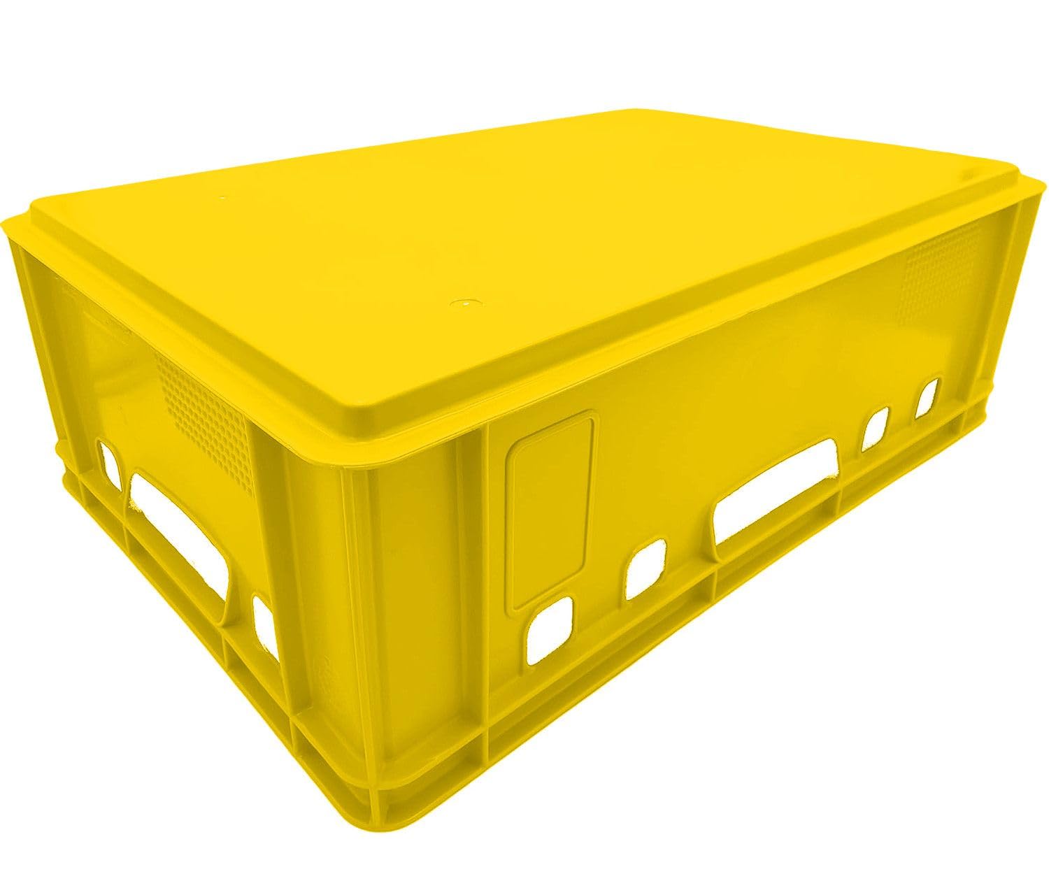 BURI Caja para carne, E2, amarillo, 60 x 40 x 20 cm, Eurobox de Alemania, apta para alimentos, robusta, apilable