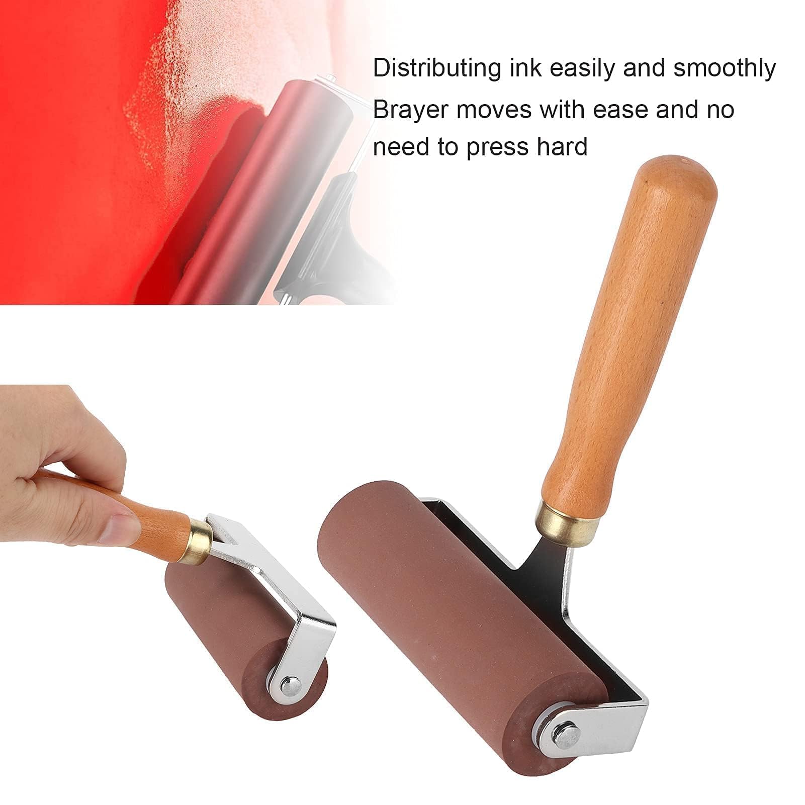 Gummiwalze Brayer, Weichgummi Brayer Elastische Gummiwalze für Druckgrafik-Einklebebücher(15cm)