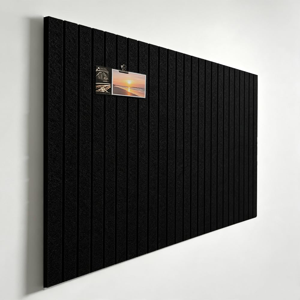 ZOGGON 12-Pack Black Felt Wall Tiles(30cm x 30cm Each), 90cm x 120cm Large Cork Board Alternative, Self-Adhesive Bulletin Pin Board for Office Home Kitchen Photos & Memos — image 1
