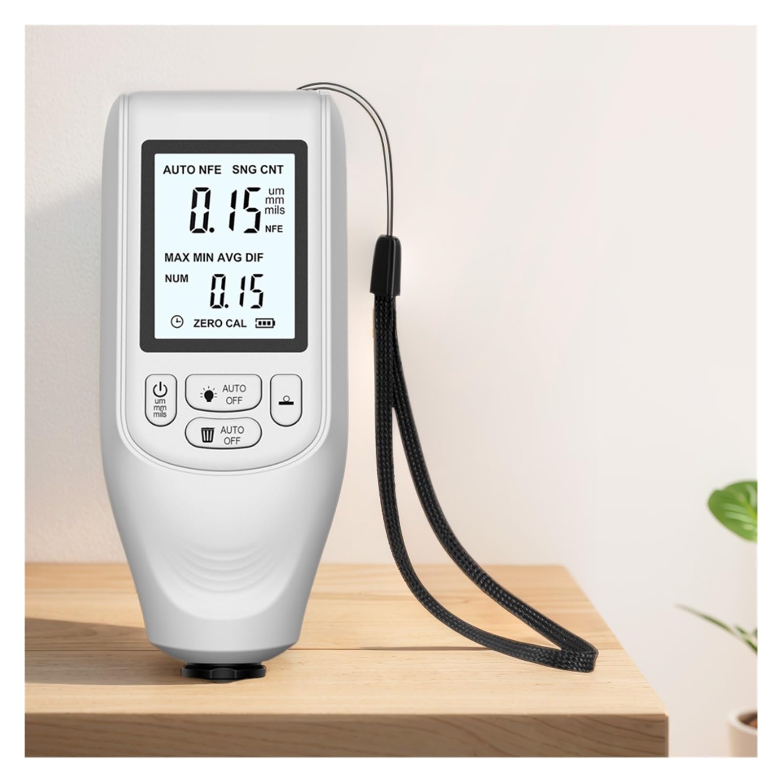 LNHHG Paint Thickness Gauge, 0-2000UM Digital Coating Thickness Gauge FE/NFE Car Paint Measuring Meter Auto Measurement(Bianco)