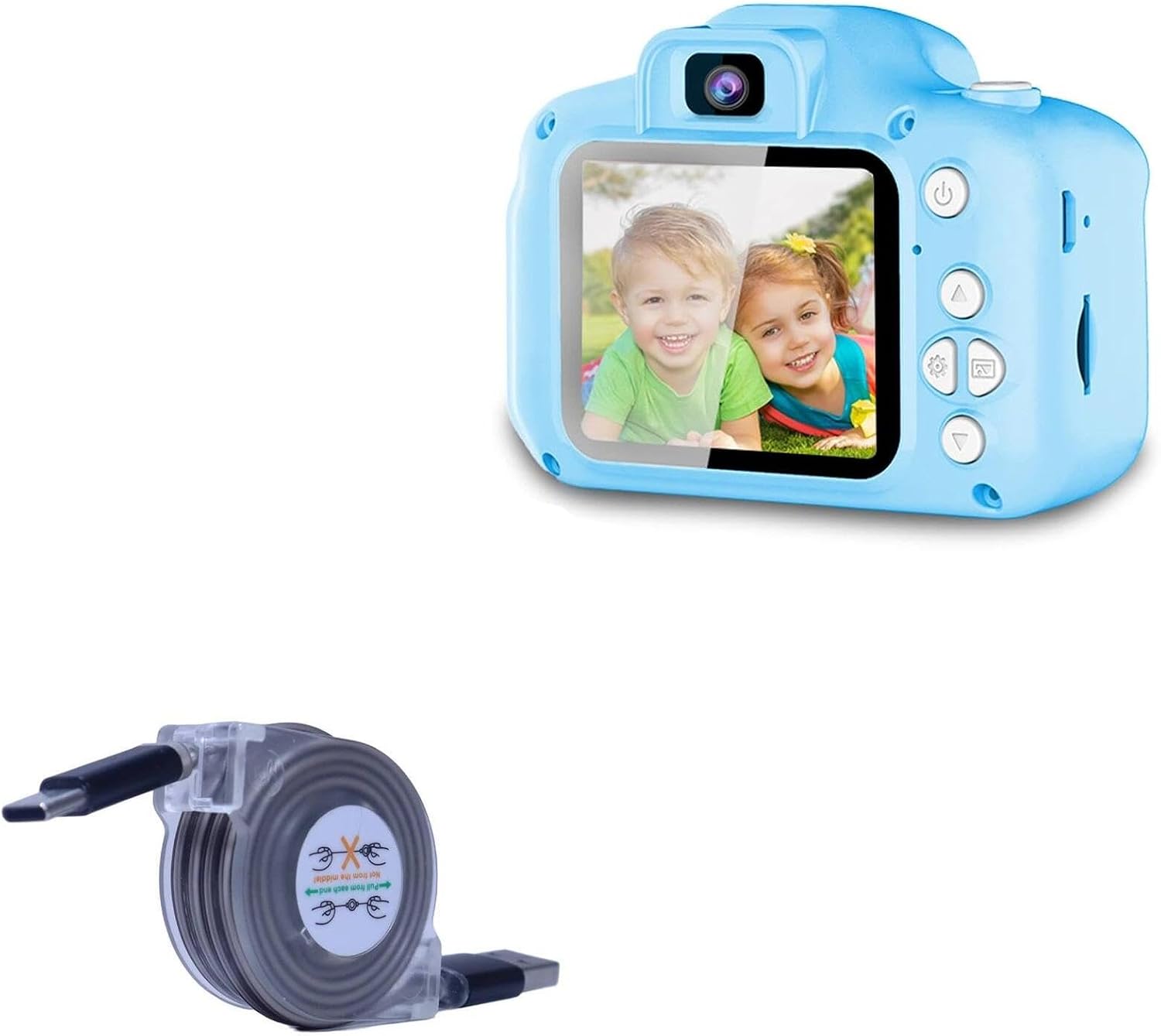 BoxWave Cable Compatible with Seckton Upgrade Kids Selfie Camera - miniSync - USB-A to USB Type-C, Retractable Cable 5 Pre-Set Lengths Avoid Tangles