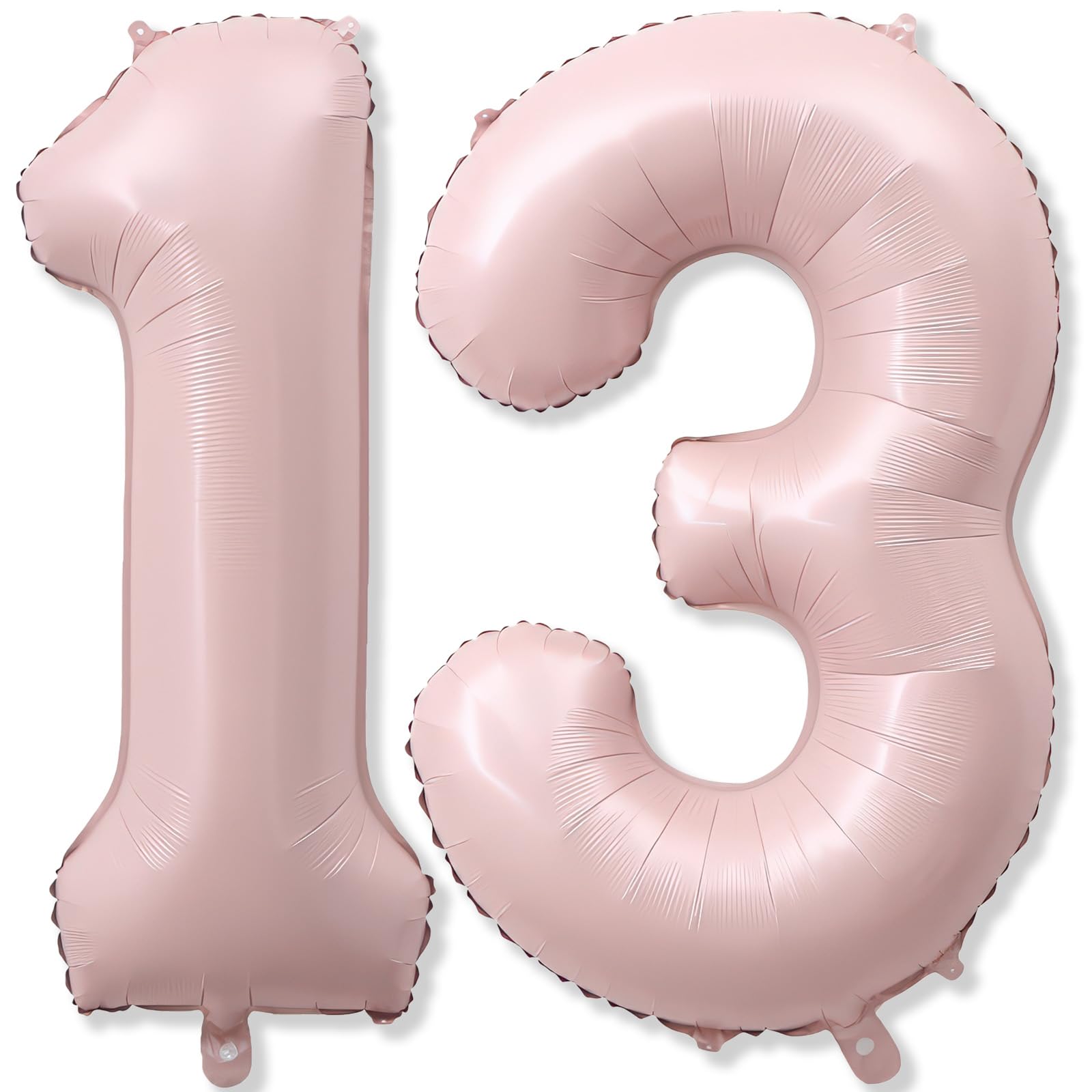 Pastel Pink 13 Balloons Numbers for Girls, 40'' Self Inflating Number 13 Balloon, Big Light Blush Pink Foil 1 &amp; 3 Helium Balloon for Women Coquette 13th Birthday Party Anniversary Decoration Supplies