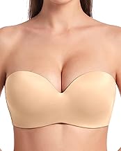 HSIA Strapless Bras for Women Push Up Seamless Underwire Padded Balconette Demi Convertible Bra for Small Busts