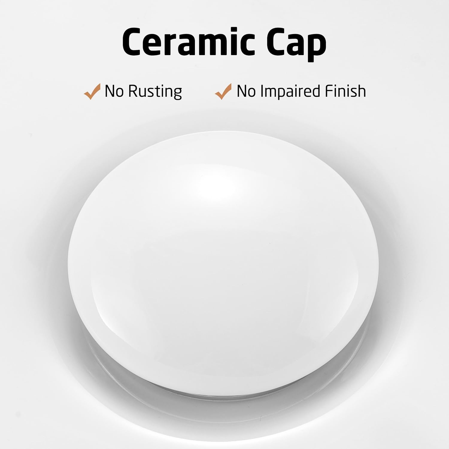 KES Bathroom Sink Drain with Oveflow White Ceramic Cap White Vessel Sink for Bathroom Above Counter Sink, S2008A-CW+BVSC129