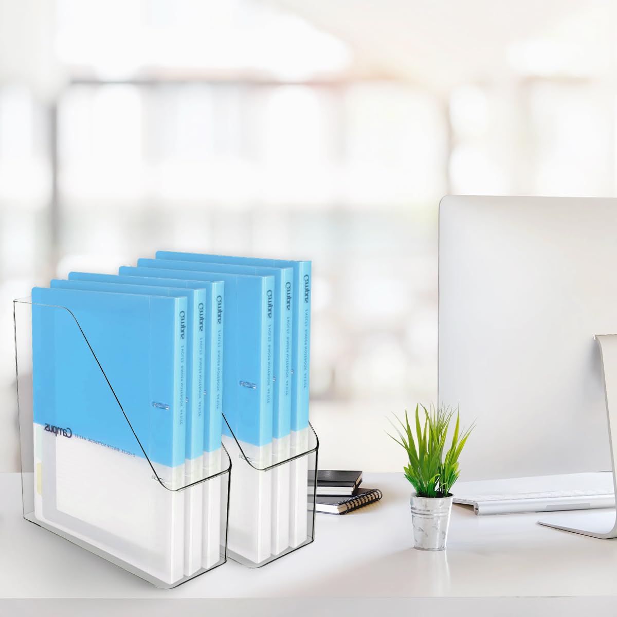 4 Stück Klar Acryl Magazinhalter, Kunststoff Vertikale Datei Ordner Lagerung Rack, Schreibtisch Dokument Sorter Organisator für Home Office Work Desktop