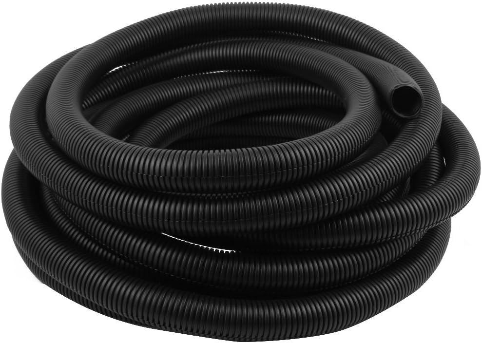 Plastic Flexible Cord Management Corrugated Conduit Pipe 34.5mm OD 10 Meter Cable Sleeves Length Black