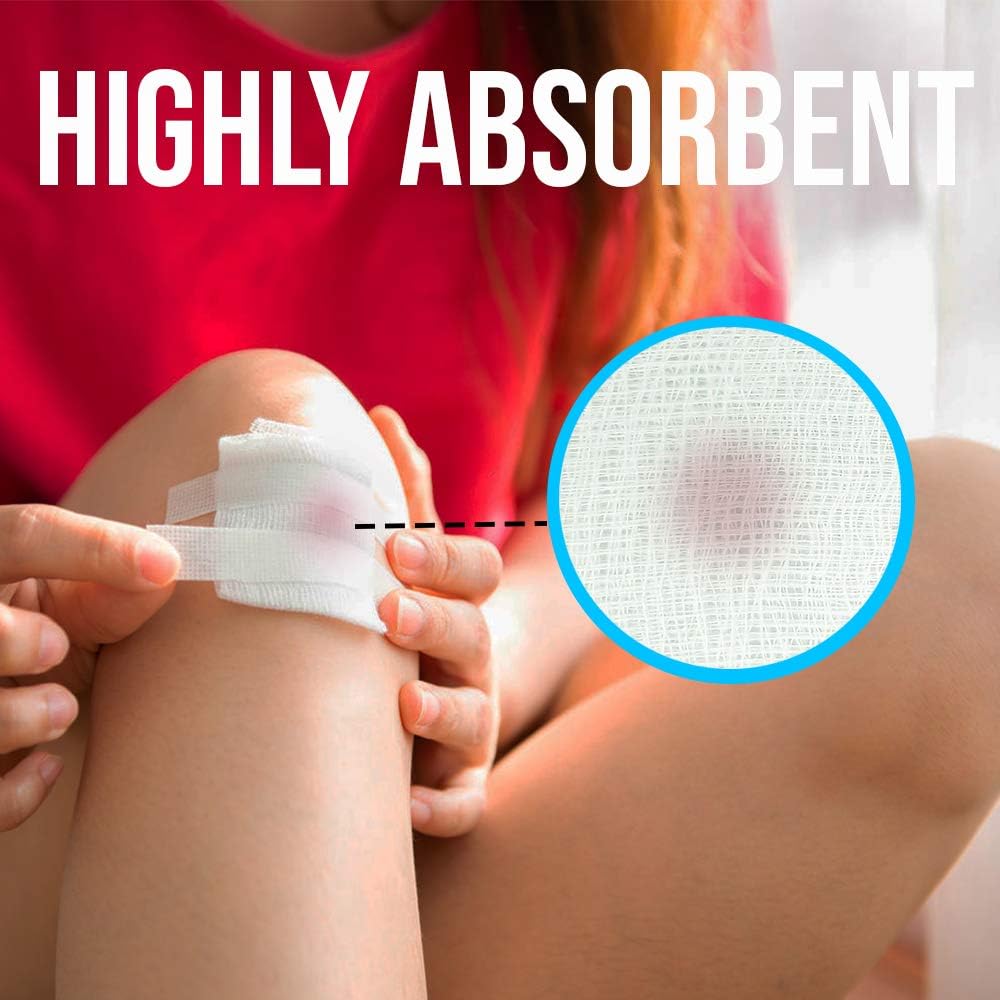 JJ CARE Sterile Gauze Pads 2" x 2" (Box of 100) 12-Ply Cotton Gauze Pads, Individually-Wrapped Sterile Gauze Sponges, 100% Woven, Non-Stick Medical Gauze Pads for First Aid Kit & Wound Care : Health & Household