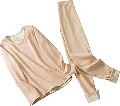Women's Thermal Winter Set in Wool and Silk Blend 2 Pieces with Crew Neck Thermal Sweater and Fleece Leggings, Thermal Ski Underwear Set Elegant Thermal Pyjamas Autumn for Sportswear