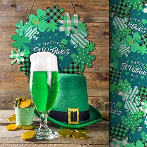 Happy St Patrick's Day Wreath Sign Wooden Hanging Wreath Decor Ornament Wood Farmhouse Shamrock Door Decor Lucky Green Hanger For Front Door Porch Home Wall Window Indoor Outdoor Decorations #TOP3