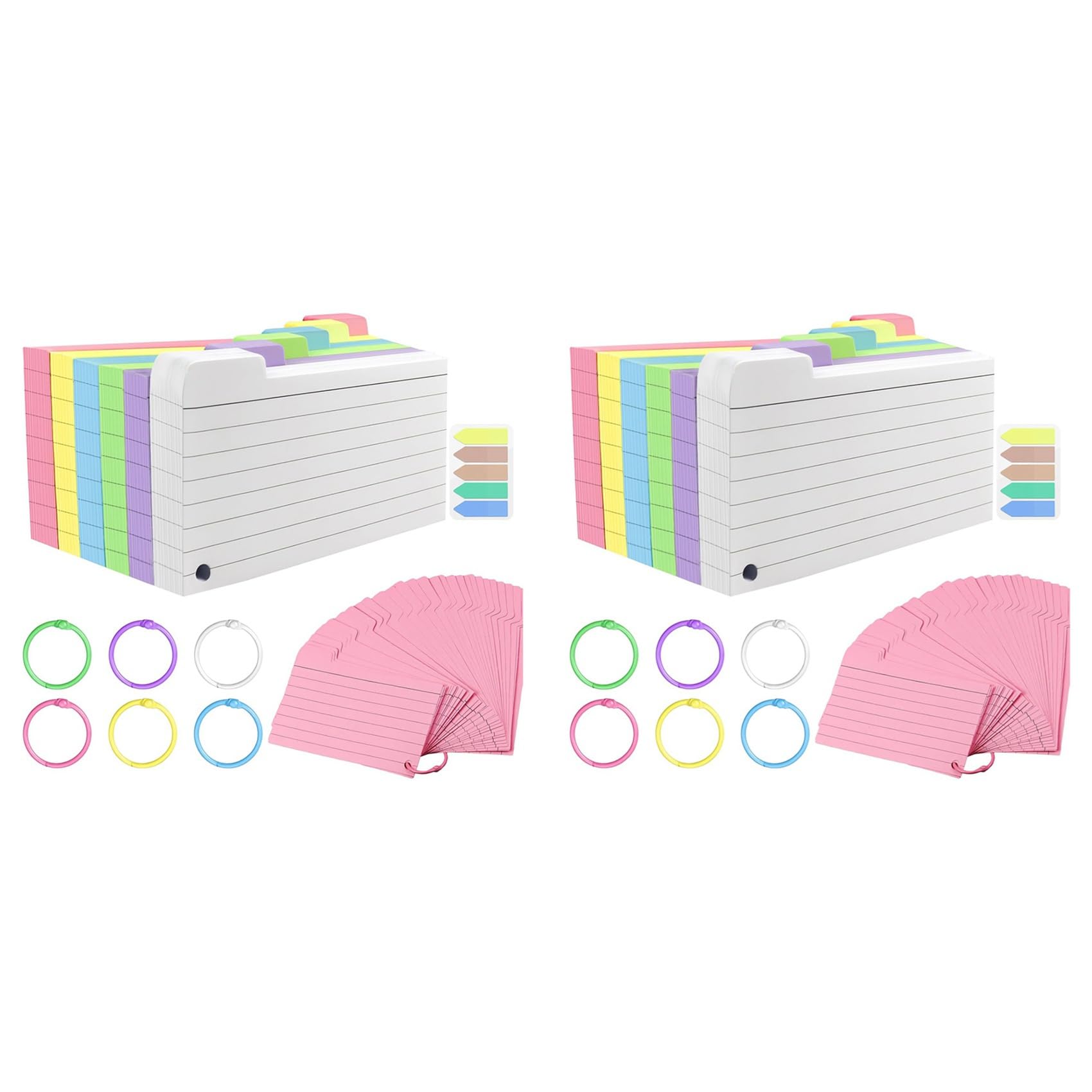 Tarjetas de notas de doble cara con anillo para planificar proyectos y repasar lecciones 7
