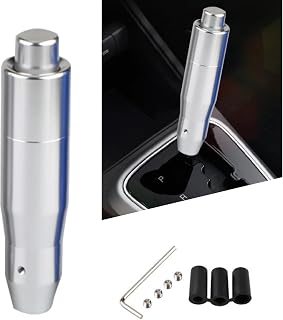 Automatic Shift Knob,Car Modified Gear Lever with Wrench and Adapter,5.7" Alloy Automotive Gear Shift Manual Knobs Lever, Universal for Most Auto Transmission Cars (Silvery)
