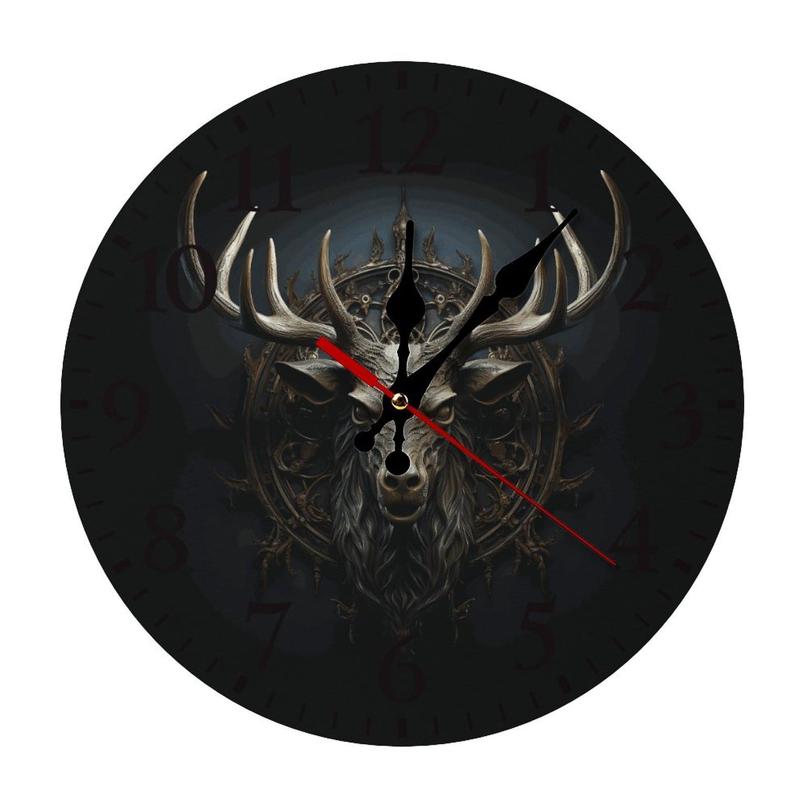 NTVOWPZO 10 Inch Wall Clock Antlers Battery Operated Wall Clocks Silent Non-Ticking Round Wall Clock for Living Room Kitchen Home Office Wall Decorative Clock