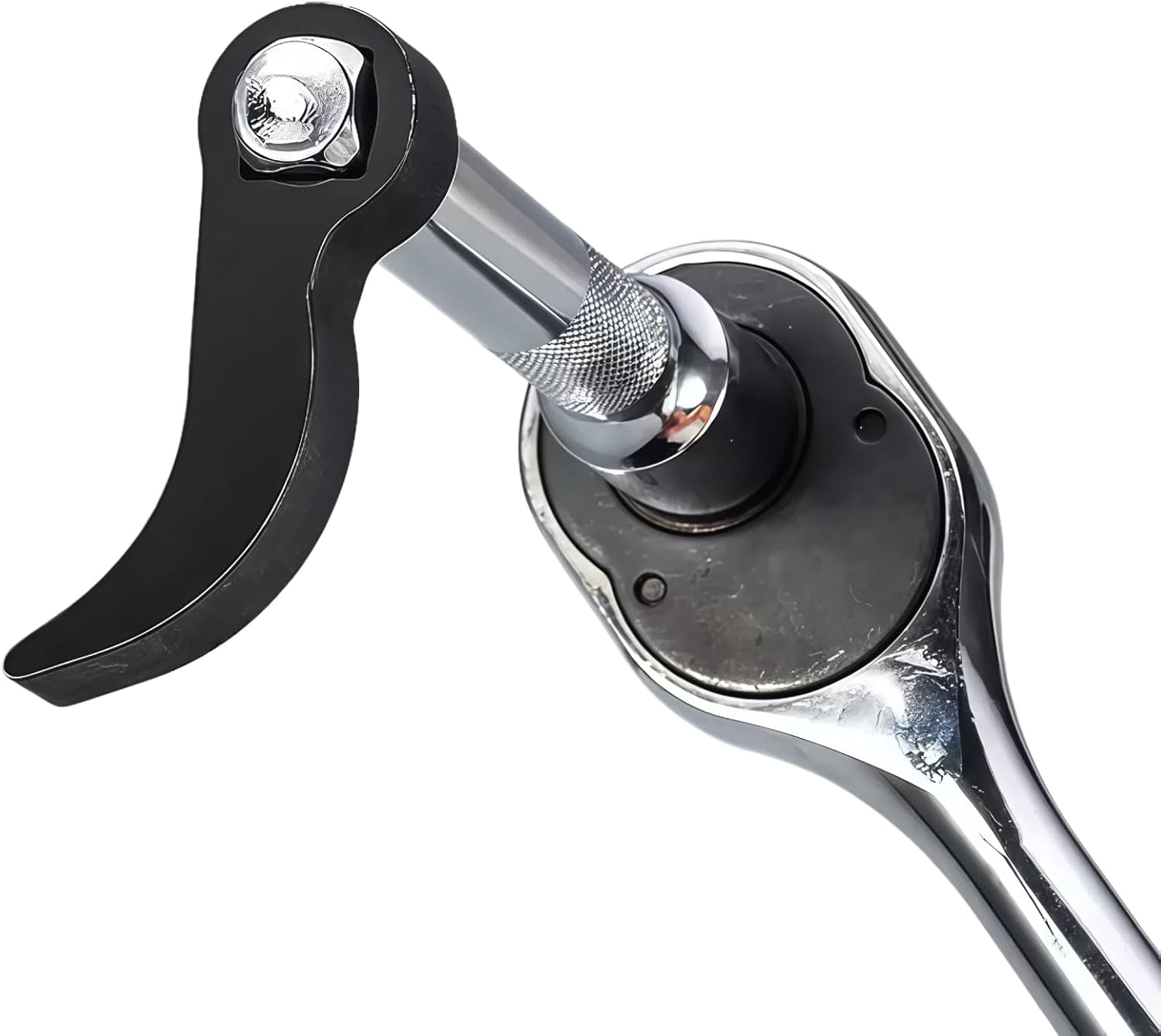 1pc Adjustable Bull Horn Pry Bar Adapter for 1/2 Ratchet Wrench - Open-End Half Shaft Drive Shaft Disassembly Tool, Black Metal Construction