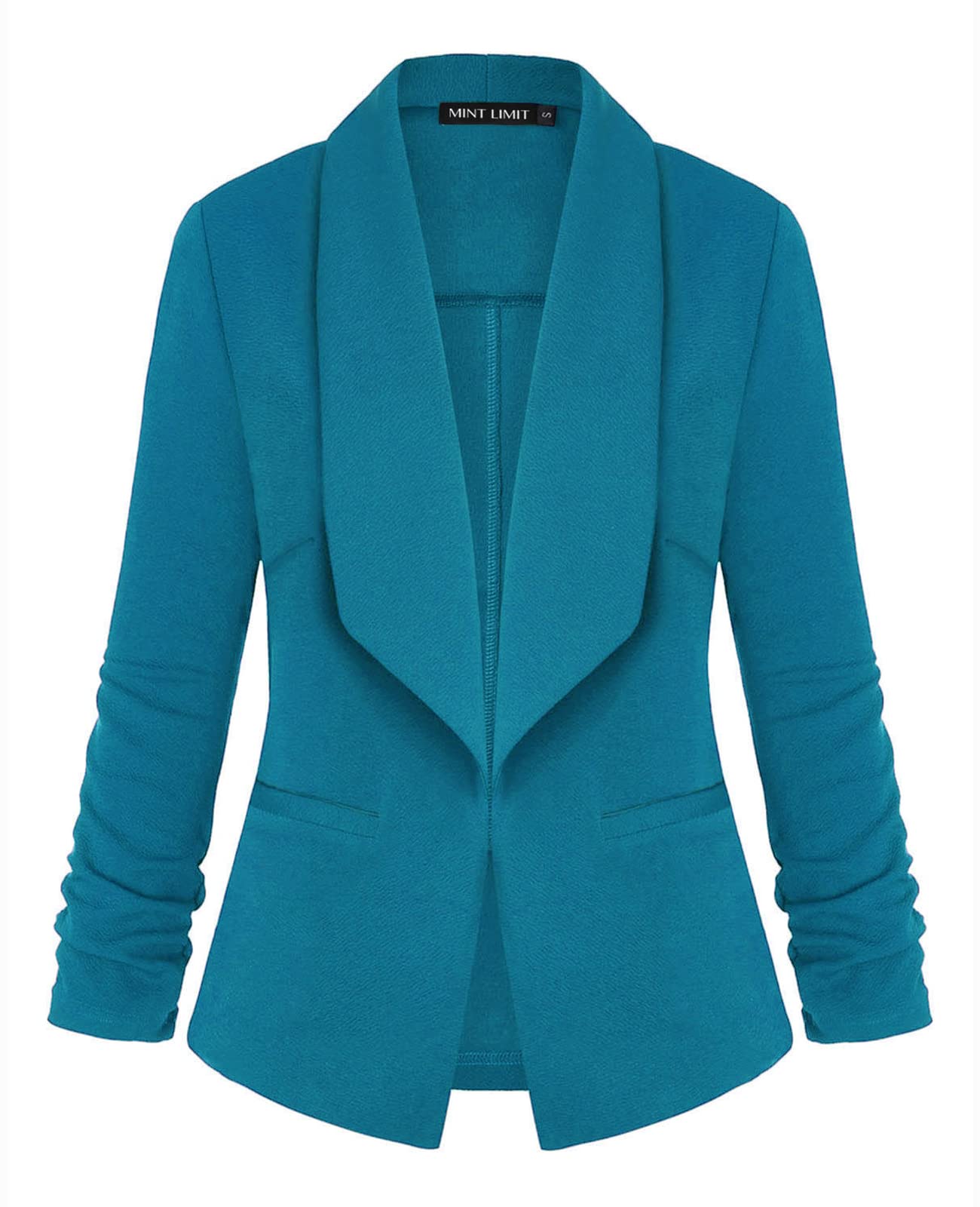Unifizz Womens Casual Blazer Pockets Open Front Cardigan Work Office Jacket 3 4 Sleeve