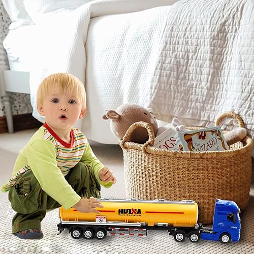 Miniatura 6 de Vehículos de remolque cisterna juguetes, camión cisterna fundido a troquel a escala 150, camiones de juguete para niños