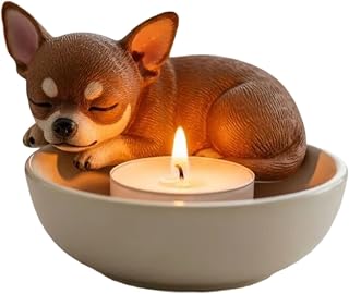 Candle Holders Base,Hand Paint Dog Light Holders Unique Handcraft Resin Candle Stand for Home Decoration